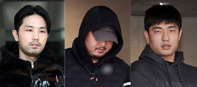  재판부가 '강남 납치·살해'의 주요 피고인들에게 연달아 무기징역을 선고했다. 사진은 해당 사건의 피의자 이경우, 황대한, 연지호(왼쪽부터) 모습. /사진=뉴스1