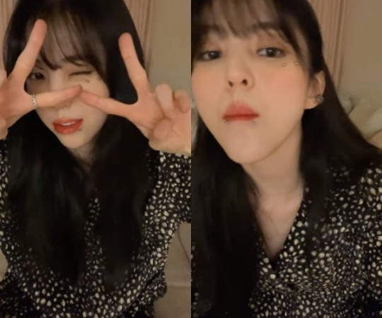 한소희가 팬들에게 피어싱을 제거한 근황을 알렸다. /사진=한소희 인스타그램