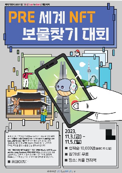 라온퓨처가 다음 달 3일부터 5일까지 서울시 전역에서 세계 최초의 T2E(Tour to Earn) 게임 대회인 '세계 NFT 보물찾기 대회(World NFT Treasure Hunting Contest)'를 개최한다. /사진=라온퓨처