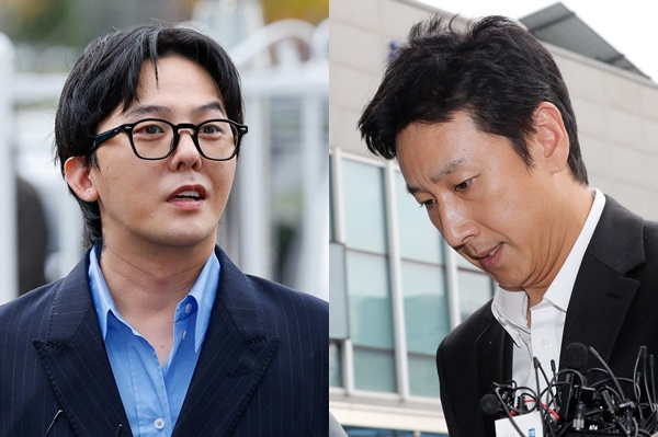 가수 지드래곤과 배우 이선균이 마약 투약 혐의로 경찰에 출석한 가운데 두 사람의 상반된 반응이 눈길을 끌고 있다. 사진은 지드래곤(왼쪽)과 이선균. /사진=뉴스1