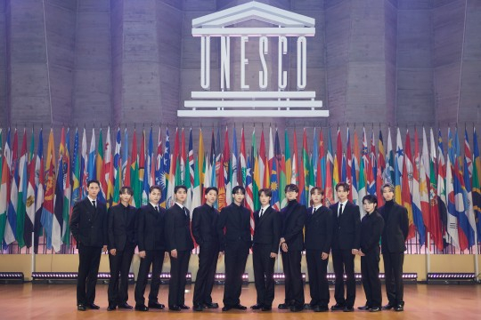 그룹 세븐틴이 지난 14일(현지시각) 한국 가수 최초로, 유네스코 청년포럼에서 단독 스피치를 했다. /사진=플레디스 엔터테인먼트 제공