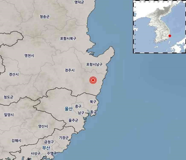 30일 오전 4시 55분 경북 경주시 동남동쪽 19km 지점에서 규모 4.0의 지진이 발생했다./사진제공=기상청