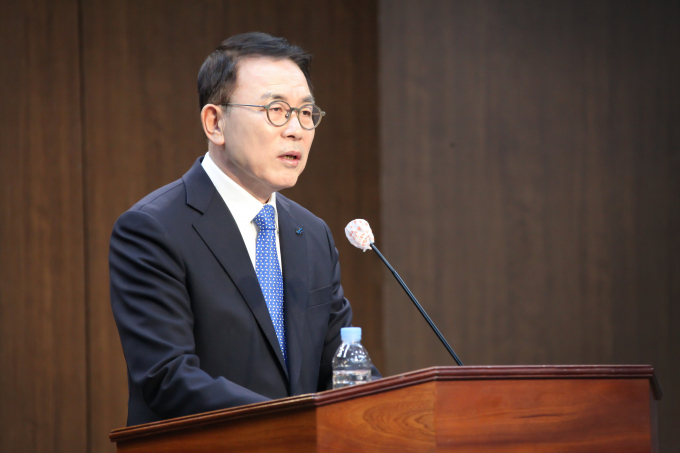 취임사하는 조용병 은행연합회장./사진=은행연