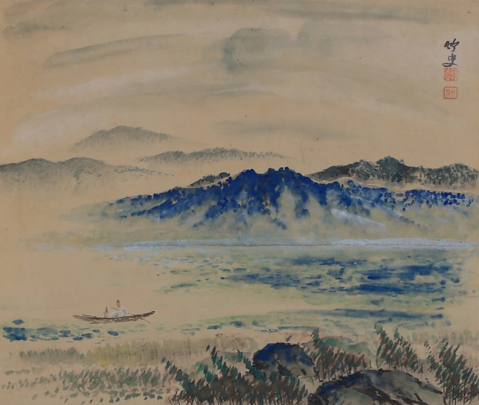 이응노, 산수, 1930년대 후반, 비단에 수묵채색, 30×36cm. 이응노미술관 제공.