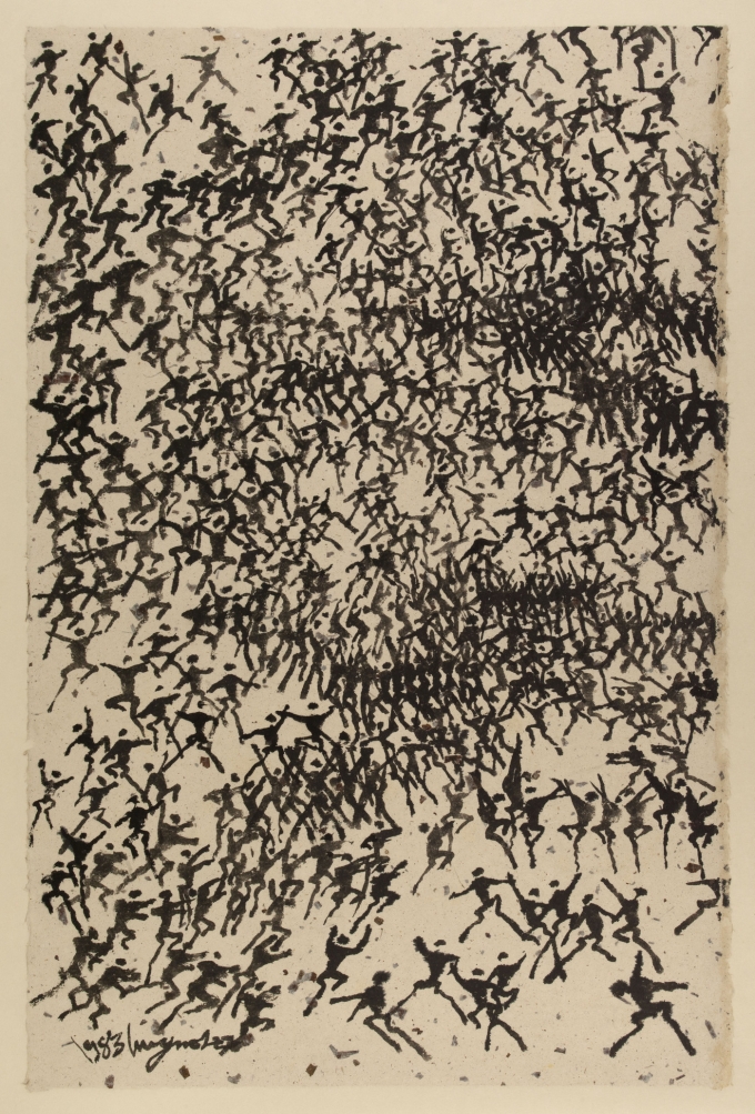 이응노, 군상, 1985, 종이에 수묵, 97.1×67.6cm, 체르누스키 미술관, 파리 시립 아시아 미술관(Musee Cernuschi, Asian Arts Museum of Paris) 소장. 이응노미술관 제공.