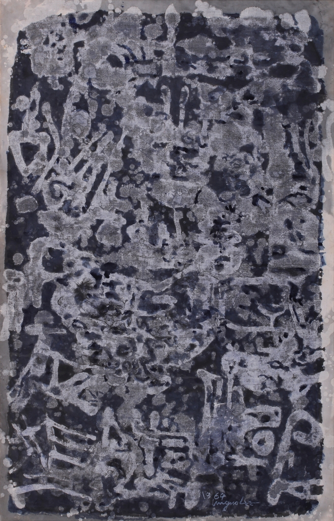 이응노, 구성, 1964, 종이에 수묵, 90×56cm, 일본 개인소장. 이응노미술관 제공.