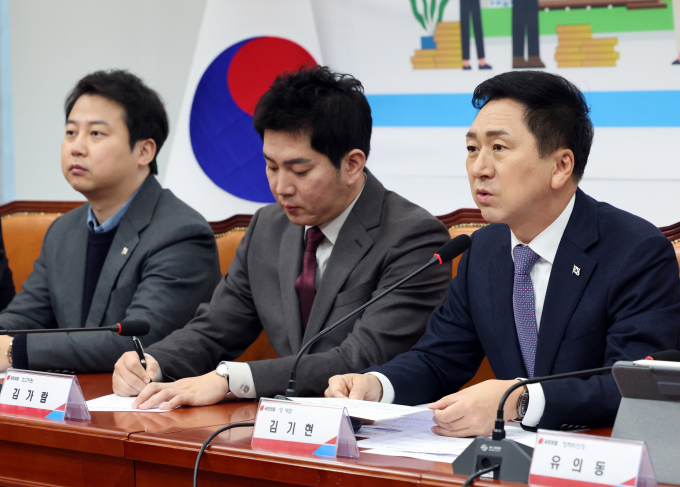 김기현 국민의힘 대표가 11월24일 오전 서울 여의도 국회에서 열린 '청년, 내 집 마련 지원을 위한 당정협의회'에서 모두발언을 하고 있다. /사진=뉴스1
