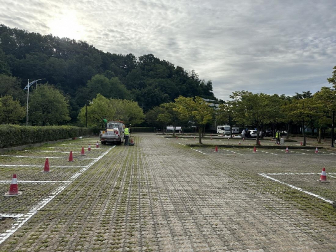 시설 개선 공사 중인 행주산성역사공원 주차장. / 사진제공=고양시 