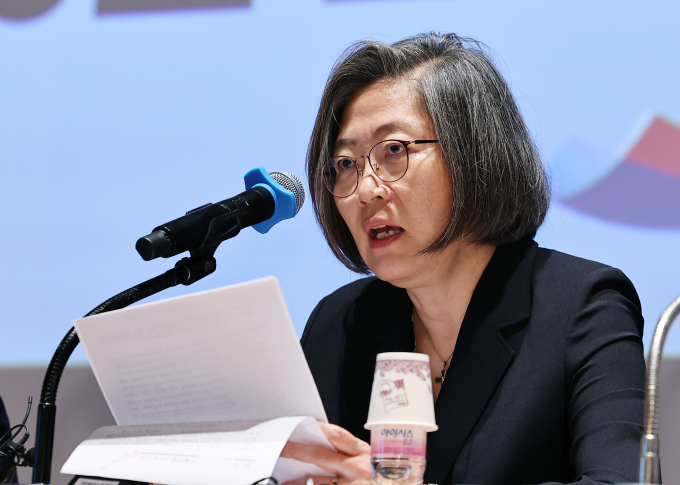 국민의힘 영입인재인 이수정 경기대 범죄심리학과 교수가 경기 수원정 출마를 선언했다. 사진은 이 교수가 지난 9월13일 서울 중구 포스트타워에서 열린 군사망사고진상규명위원회 5년 조사활동 성과보고회에서 진상규명 사건을 발표하고 있는 모습. /사진=뉴스1