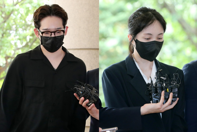 그룹 위너 출신 남태현과 방송인 겸 인플루언서 서민재의 2번째 공판이 7일 진행된다. 사진은 지난 5월 서울 마포구 서울서부지방법원에서 열리는 구속전피의자심문(영장실질심사)에 출석한 마약류관리에 관한 법률위반 혐의로 기소된 가수 남태현과 방송인 서민재(오른쪽)./사진=뉴스1