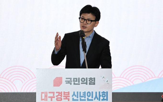 오는 4일 광주 공식일정을 앞두고 한동훈 국민의힘 비상대책위원장이 살해협박을 받았다. 사진은 지난 2일 대구 북구 엑스코에서 열린 2024 국민의힘 대구경북 신년인사회에서 인사말을 하고 있는 한동훈 국민의힘 비상대책위원장. /사진= 뉴시스