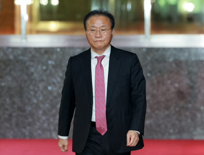 여·야가 3일 이태원특별법을 논의하기 위해 회동했으나 합의를 도출하지 못했다. 사진은 윤재옥 국민의힘 원내대표가 3일 오후 서울 여의도 국회 의장실에서 열리는 여야 원내대표 회동에 참석하는 모습. /사진=뉴시스
