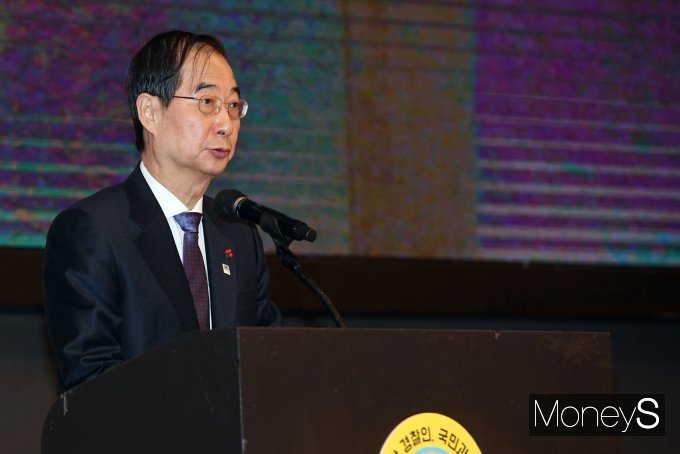 [머니S포토] 경우회 신년인사회, 축사하는 한덕수 총리