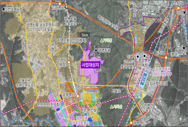 광명문화복합단지 도시개발사업 위치도. / 자료제공=경기도