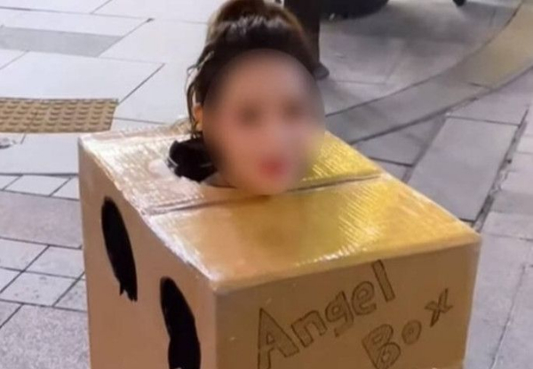 나체 상태로 박스만 걸친 채 서울 압구정, 홍대 등 길거리를 활보하며 자신의 신체를 만지라고 권한 이른바 '박스녀'가 검찰에 넘겨졌다. /사진=인스타그램