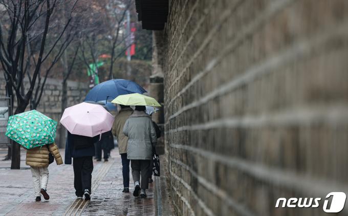 [사진] 겨울비 내리는 덕수궁 돌담길