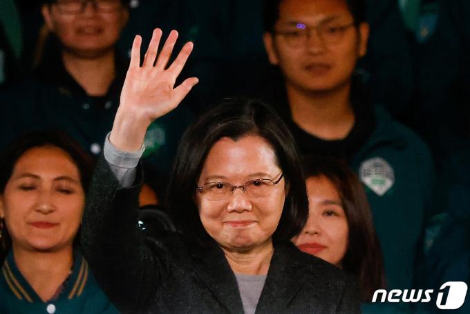 [사진] [포토] 당선 집회 참석한 차이잉원 대만 총통