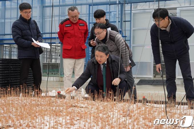 [사진] 스마트 양묘 시스템 점검 나선 남성현 산림청장