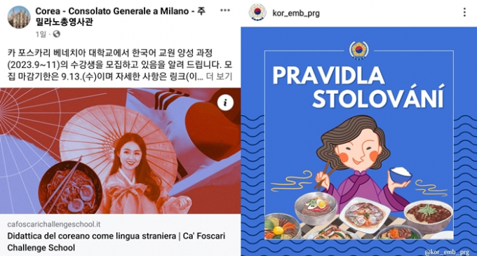 한국 문화를 알리는 역할을 하는 대외공관 공식 사회관계망서비스(SNS)에 중국 치파오와 일본풍 우산 이미지가 첨부돼 논란을 빚고 있다. /사진=서경덕 성신여대 교수 페이스북 캡처