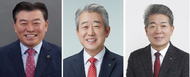 (왼쪽부터) 제25대 농협중앙회장 선거에 출마한 송영조·강호동·조덕현 조합장. /농협중앙회 제공 
