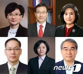 대법관 제청대상 후보자 6명. (왼쪽 위부터) 박순영 서울고법 판사(57), 박영재 법원행정처 차장(54), 신숙희 양형위원회 상임위원(54), 엄상필 서울고법 부장판사(55), 이숙연 특허법원 고법판사(55), 조한창 법무법인 도울 변호사(58). (대법원 제공)