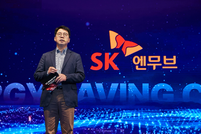 박상규 SK엔무브 사장이 ZIC Brand Day에서 ZIC의 미래 비전을 발표하고 있다. /사진=SK엔무브