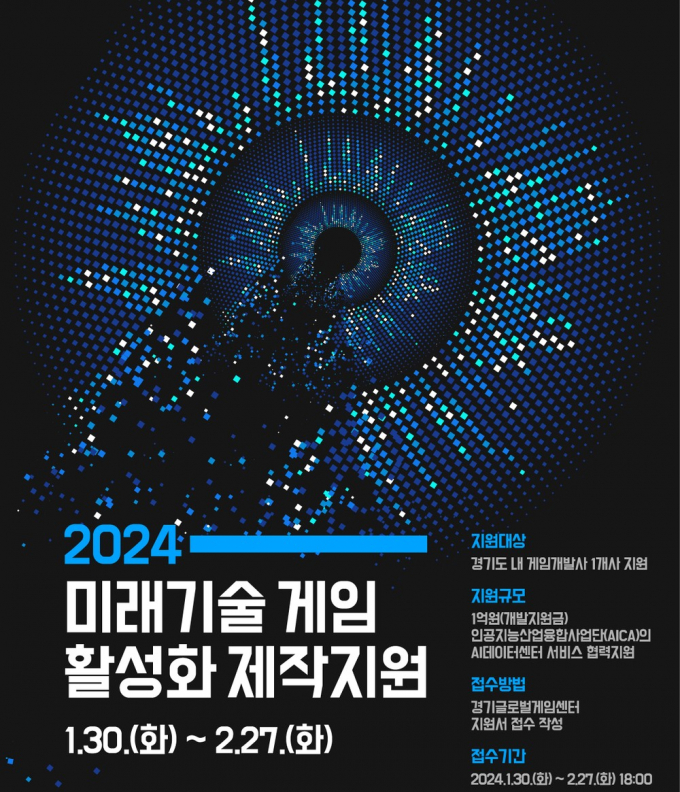 ‘2024 미래기술 게임 활성화 제작지원’ 참여업체 모집 포스터. / 사진제공=경기콘텐츠진흥원