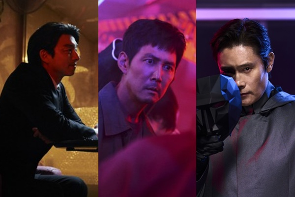 넷플릭스가 '오징어 게임' 시즌2의 2024년 공개를 확정하고, 첫 스틸을 최초 공개했다. 사진은 배우 공유, 이정재, 이병헌(왼쪽부터). /사진=넷플릭스 제공