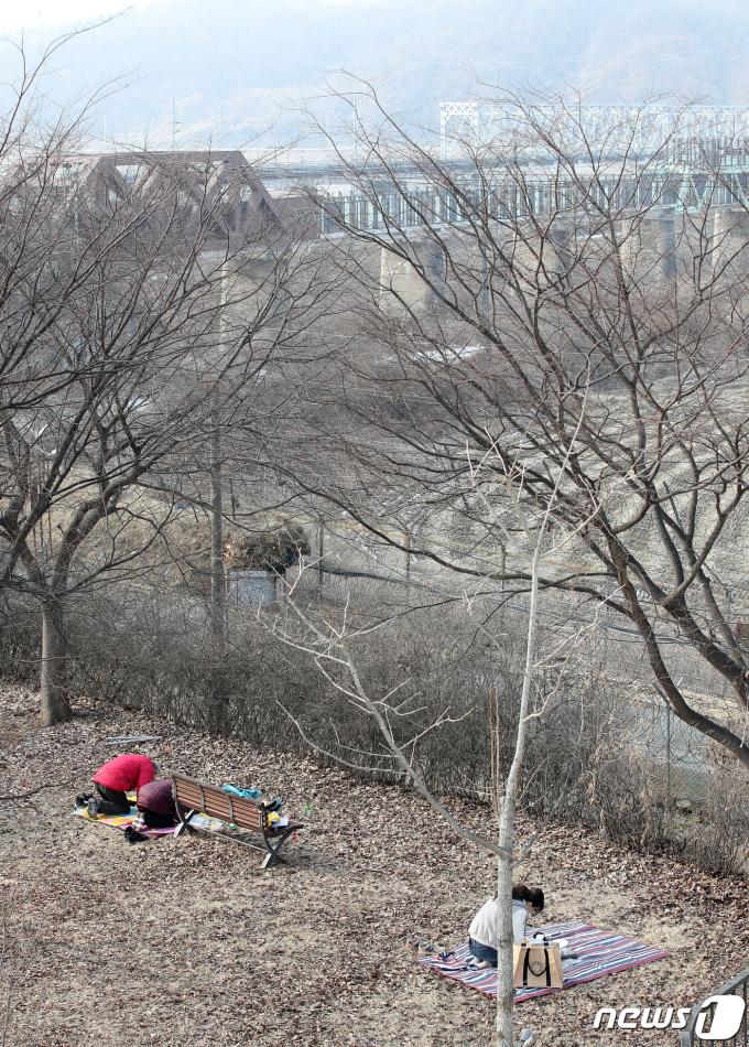 [사진] 설날 '철책 앞에서 차례 지내는 실향민 가족'