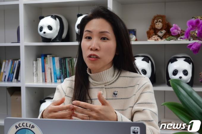 박민혜 WWF(세계자연기금) 한국본부 사무총장이 지난달 31일 뉴스1과 인터뷰하고 있다. ⓒ 뉴스1 황덕현 기자