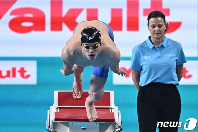판잔러가 16일(한국시간) 열린 2024 세계수영선수권대회 남자 자유형 100m 결선에서 우승을 차지했다. ⓒ AFP=뉴스1