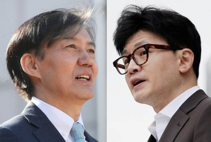  정치 테마주가 들썩이고 있다. 사진은 조국 전 법무부 장관, 한동훈 국민의힘 비상대책위원장./사진=뉴스1