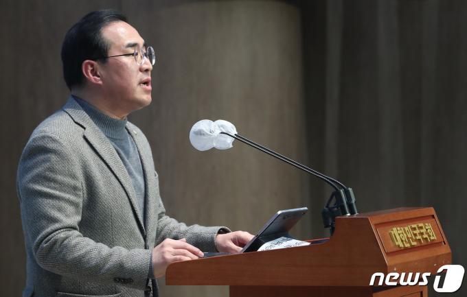 [사진] 박홍근 단장, 비례연합정당 불참하는 녹색정의당 관련 기자회견