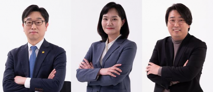 더불어민주당이 19일 23·24·25호 총선 인재 영입을 발표했다. 사진은 민주당이 영입한 23·24·25호 총선 인재의 모습. 왼쪽부터 이용우 변호사, 김남희 변호사, 차지호 카이스트 교수. /사진=뉴시스