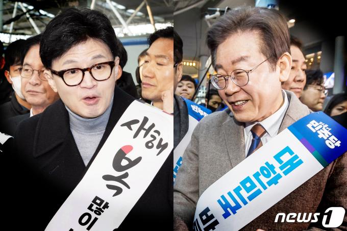 한동훈 국민의힘 비상대책위원장(왼쪽)과 이재명 더불어민주당 대표 2024.2.8/뉴스1 ⓒ News1 송원영 기자