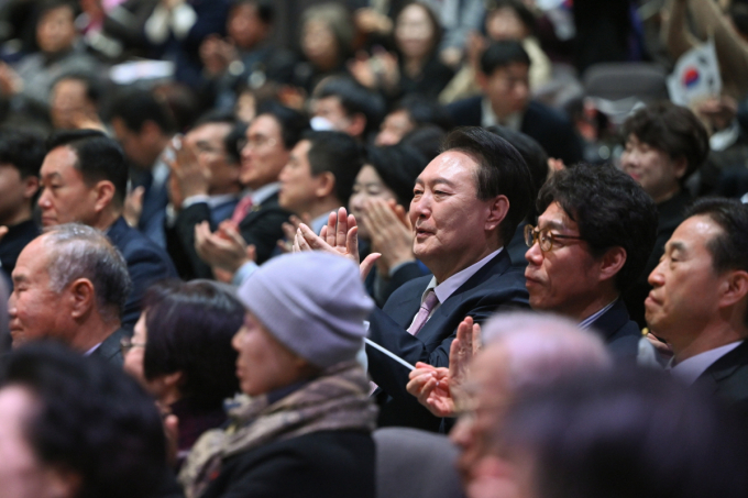 윤석열 대통령이 3·1운동 기념예배 참석했다. /사진=대통령실
