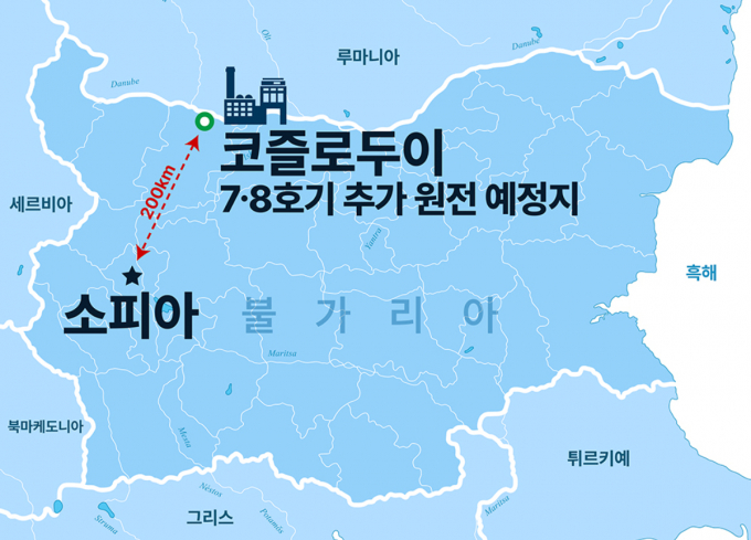 현대건설이 불가리아 코즐로두이 원자력발전소 신규 공사의 우선협상 대상자에 선정됐다. 사진은 사업지 위치도. /사진=현대견설
