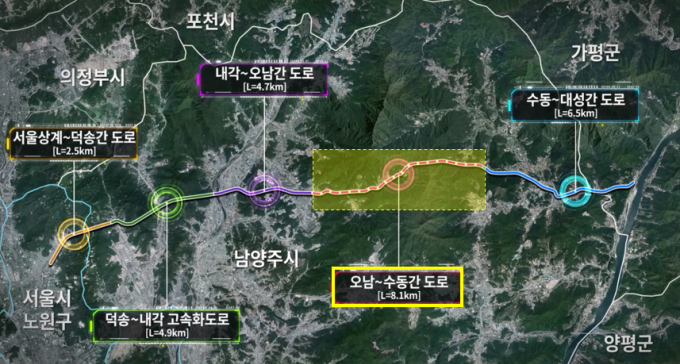 국지도 98호선 남양주시 ‘오남~수동 도로’  위치도. /사지제공=경기도