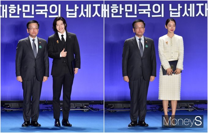 [머니S포토] 배우 강하늘·신혜선, 모범납세자로 대통령 표창