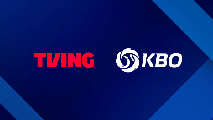 한국야구위원회(KBO)가 CJ ENM과 새로운 유무선 중계권 계약을 체결했다. 사진은 티빙(TVING) 로고와 KBO 앰블럼. /사진=한국야구위원회(KBO)