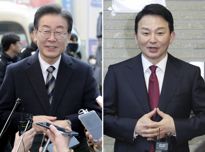 더불어민주당은 2일 이재명 대표를 현 지역구에 단수공천했다. 이로써 이번 총선의 빅매치로 꼽히는 이 대표와 원희룡 전 국토교통부 장관의 대결이 성사됐다. 사진은 지난 1월 31일 이재명 대표(왼쪽사진), 2월 14일 원희룡 전 장관이 각각 당사에서 열린 후보자 면접장에서 취재진 질문에 답변하는 모습. /사진=뉴시스