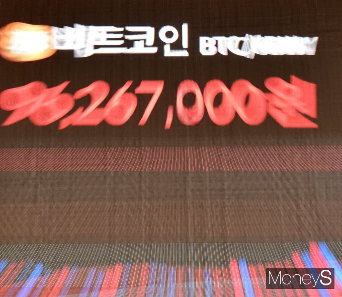 [머니S포토] 고공행진 비트코인, 1억까지 400만원 남아…