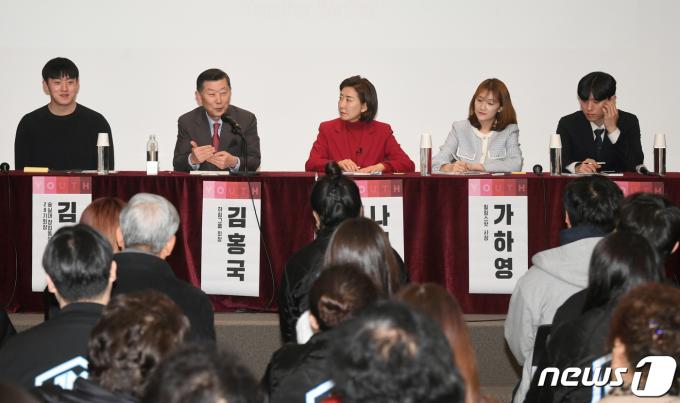 [사진] 청년토론회 참석한 김홍국·나경원