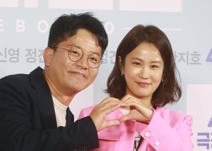 김준호가 김지민과의 결혼 계획을 밝혔다. 사진은 지난해 4월 서울 CGV용산아이파크몰에서 진행된 영화 '리바운드'(감독 장항준) VIP시사회에 참석한 코미디언 김준호와 김지민. /사진=머니투데이