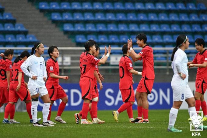 [사진] 박윤정호, U-20 아시안컵서 우즈벡 13-0 대승…준결승 진출+월드컵 본선행 확정