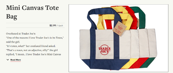 지난해 화제가 된 스탠리 텀블러에 이어 트레이더조에서 출시한 가방이 인기를 끌고 있다. 사진은 이번 품절 대란을 일으킨 트레이더조의 미니 토트백. /사진=트레이더조 공식 홈페이지 캡처