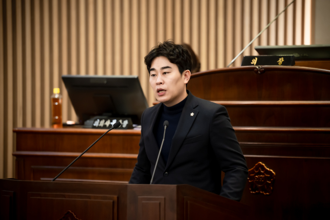 남양주시의회 김상수 의원이  제301회 임시회 1차 본회의에서 5분 자유발언을하고 있다. /사진제공=남양주시의회