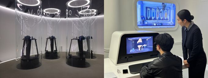 우주관제센터 내 VR 부스(왼쪽), VR을 접목한 의료기술(오른쪽),  /사진= 지선우 기자,이예빈 기자 