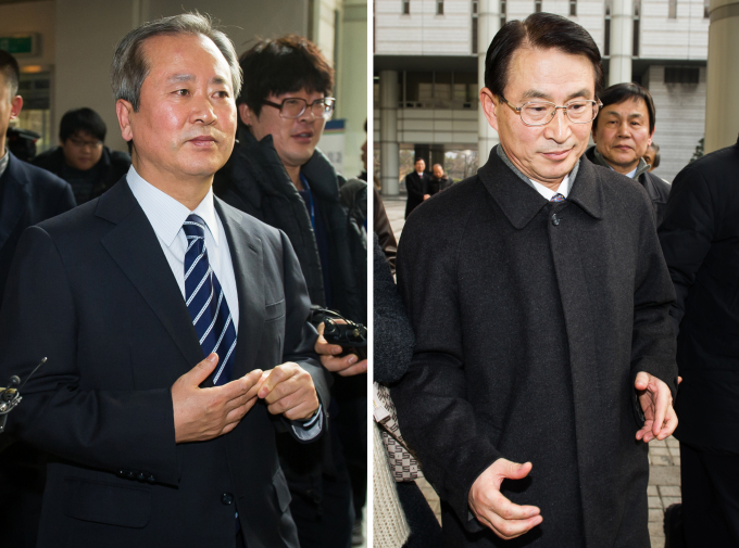 '남산 3억원' 의혹과 관련해 위증 혐의로 기소된 신상훈 전 신한금융지주 사장과 이백순 전 신한은행장이 다시 재판을 받게 됐다. 사진은 신상훈 전 신한금융지주 사장(왼쪽)과 이백순 전 신한은행장(오른쪽). /사진=뉴스1