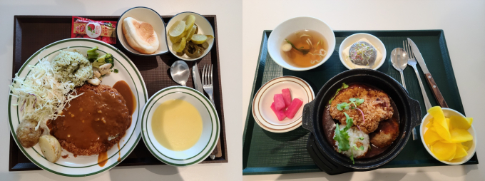  경양식왕돈까스&그릴드베지터블(사진 왼쪽)과 뚝배기 함박&등심카츠 세트(오른쪽)/사진= 지선우 기자